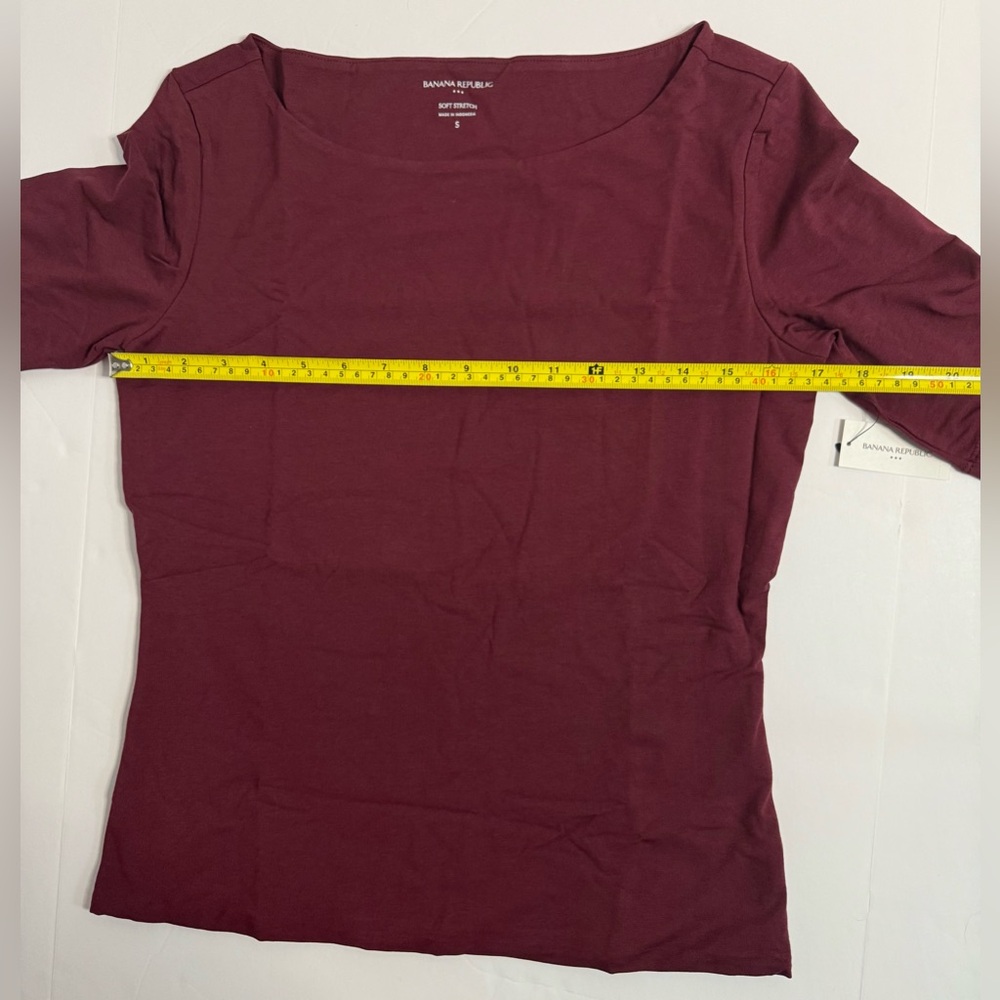NWT Banana Republic Soft Stretch Elbow Sleeve Top Red Size S - Picture 5 of 12